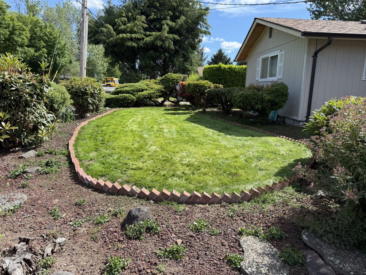 After a lawn and landscape refresh at a residential property